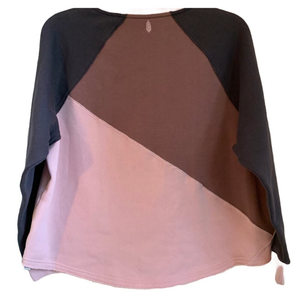 FP MOVEMENT FREE PEOPLE Pink Colorblock Cropped Kindle Up Pullover Sweatshirt S - Picture 5 of 6